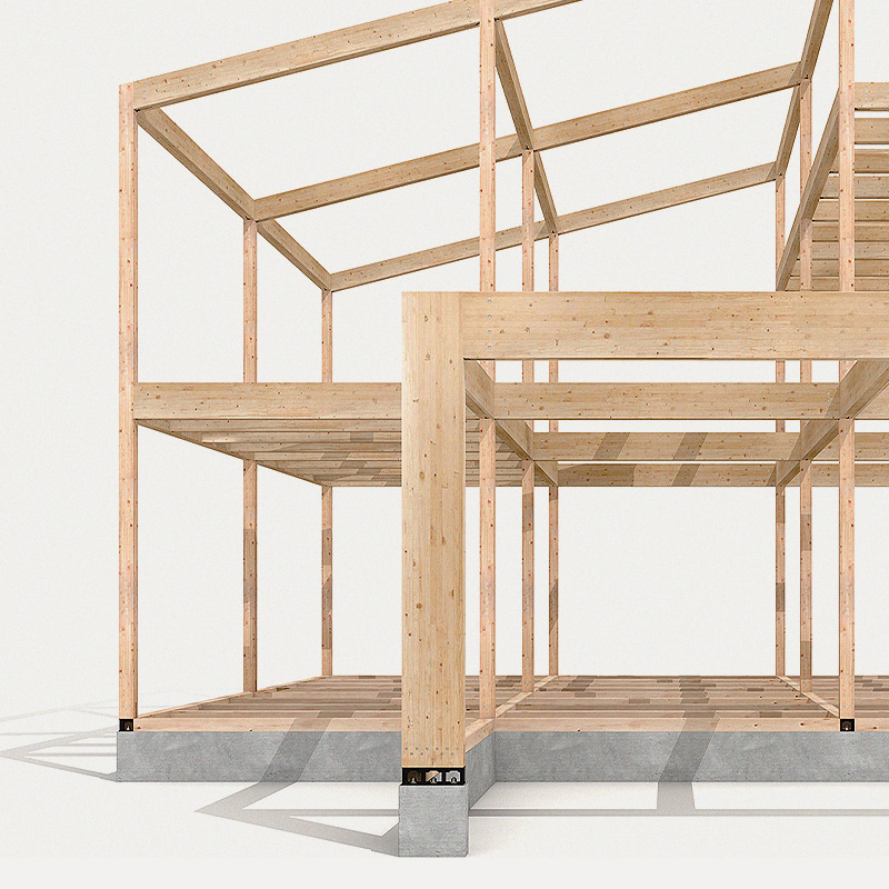 柱と基礎が直結していることで基礎から柱が抜けない作り
