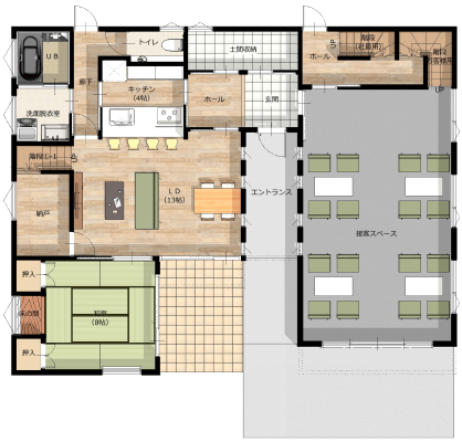 最強回遊動線とビルトインガレージのあるモデルハウス